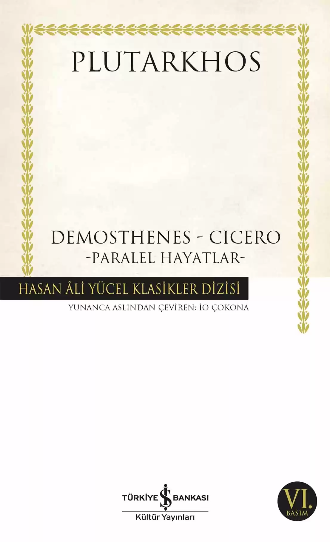 Paralel Hayatlar – Demosthenes – Cicero kapağı