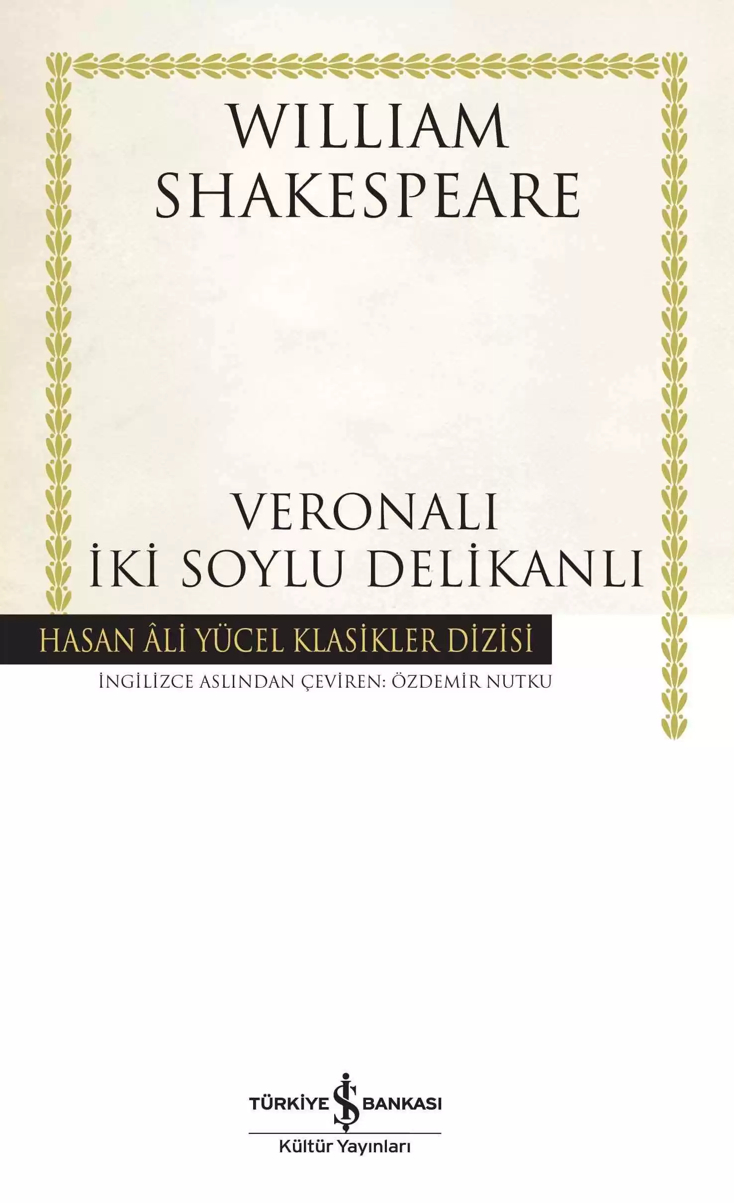 Veronalı İki Soylu Delikanlı – Ciltli kapağı