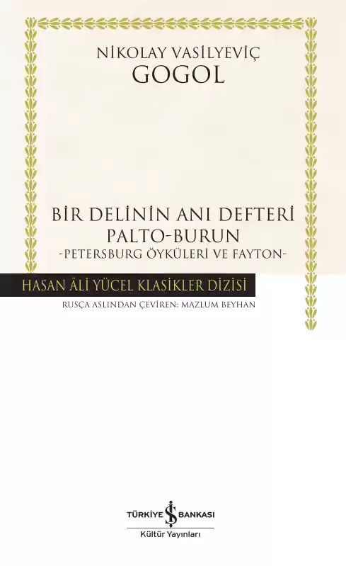 Bir Delinin Anı Defteri Palto-Burun -Petersburg Öyküleri ve Fayton – Ciltli kapağı