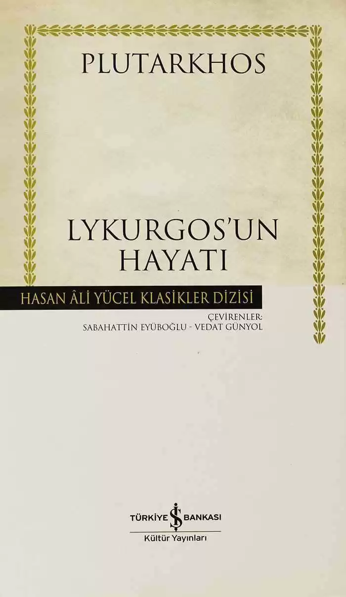 Lykurgos’un Hayatı – Ciltli kapağı
